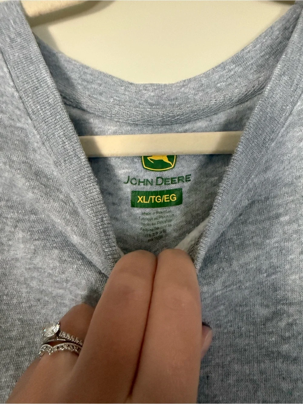 John Deere Gray Crewneck Sweatshirt with Sleeve Logo